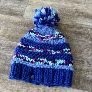 Rare! The North Face Knit Yarn Blue Threads Pom Hat